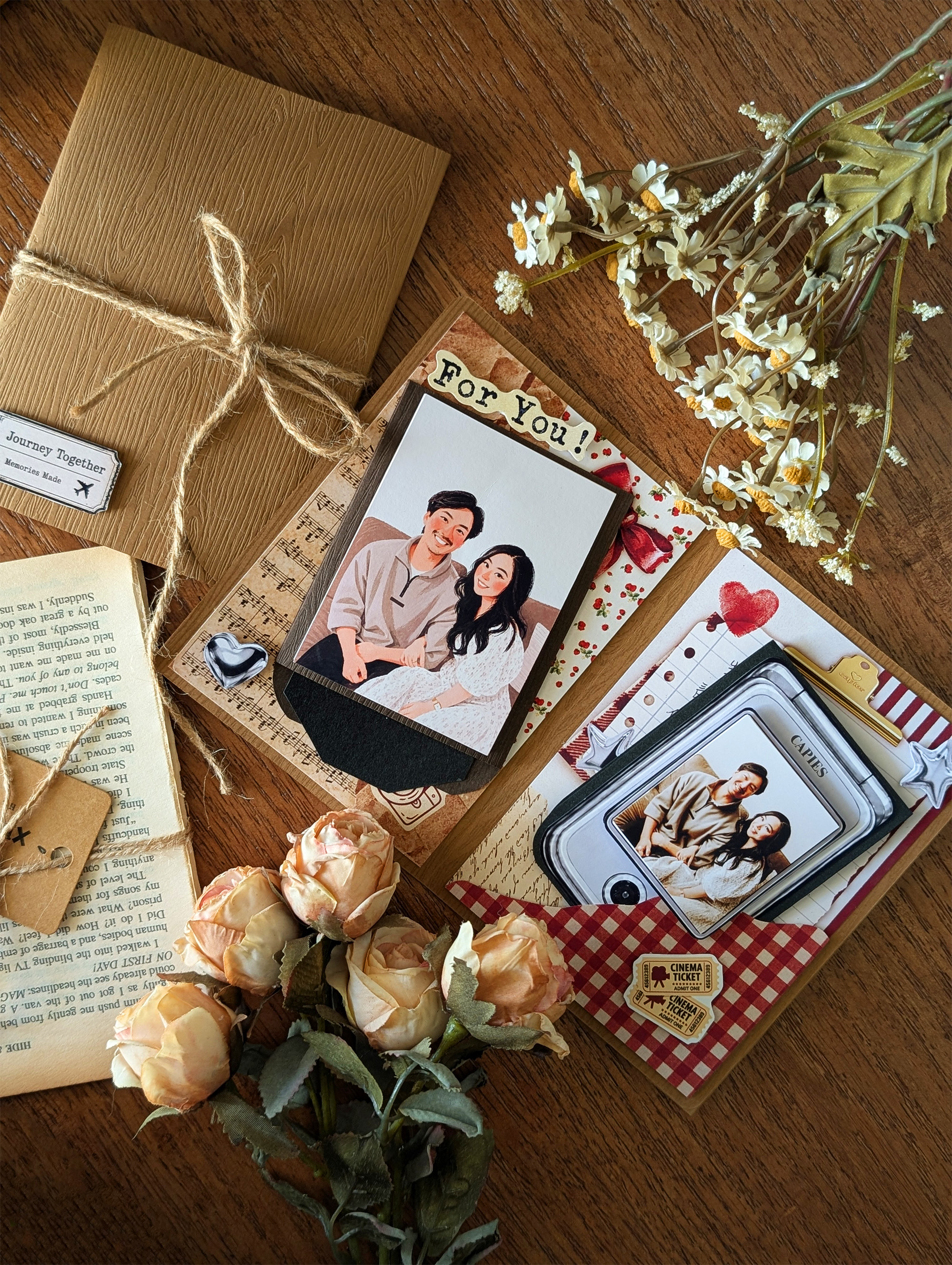 麻繩裝訂復古拼貼手帳 DIY照片紀念冊完成品
