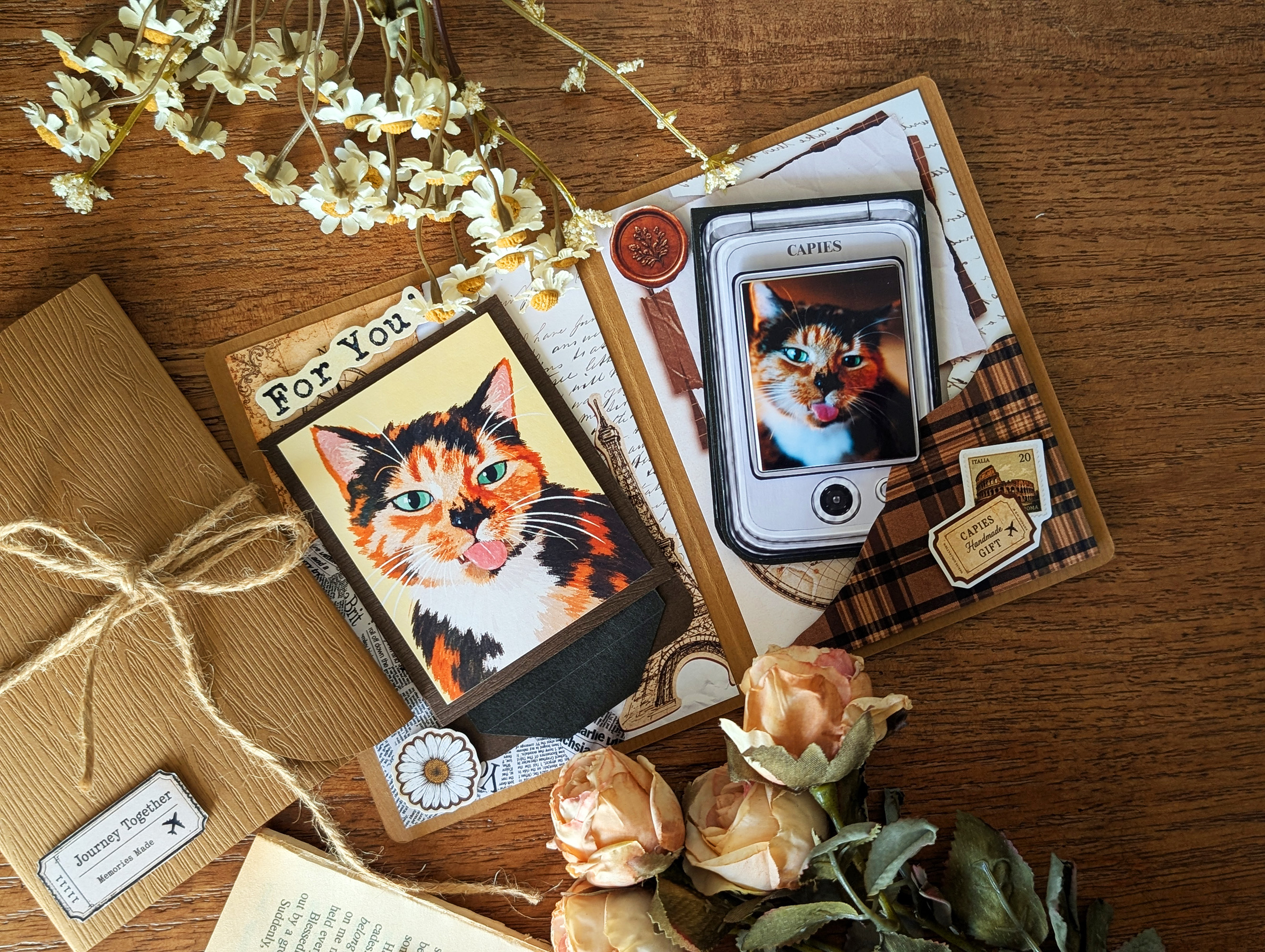 麻繩裝訂復古拼貼手帳 DIY照片紀念冊完成品